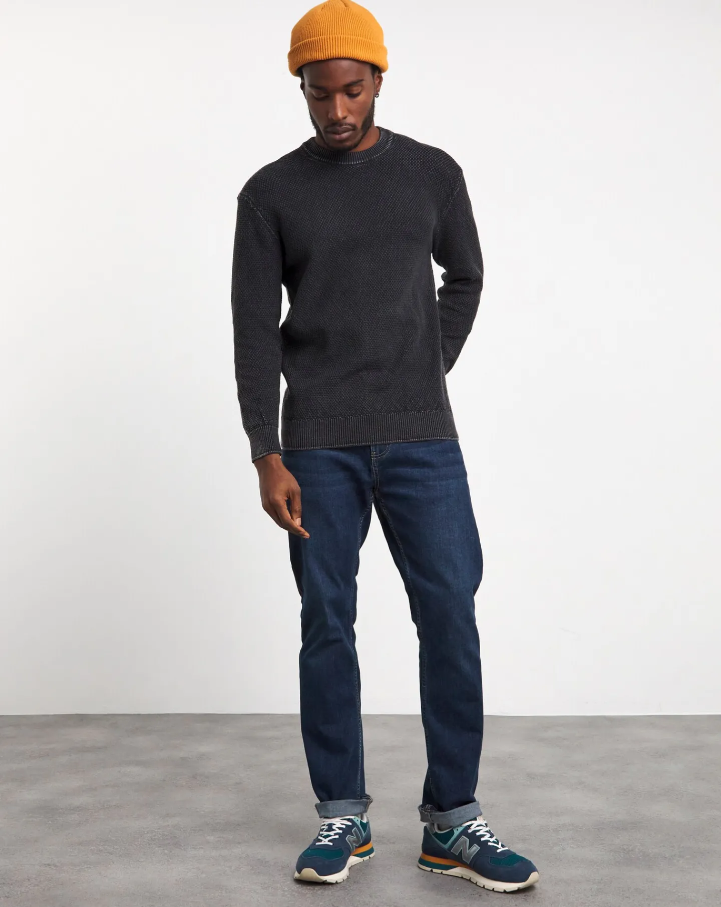 Jacamo Pigment Dyed Slouch Knitted Jumper
