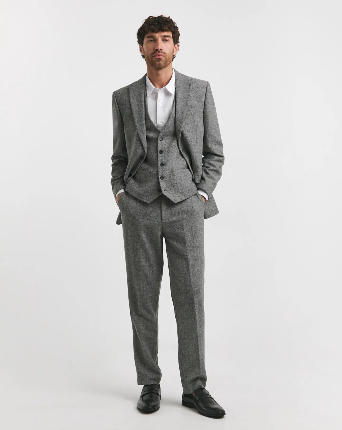 Jacamo Herringbone Tweed Reg Fit Trouser