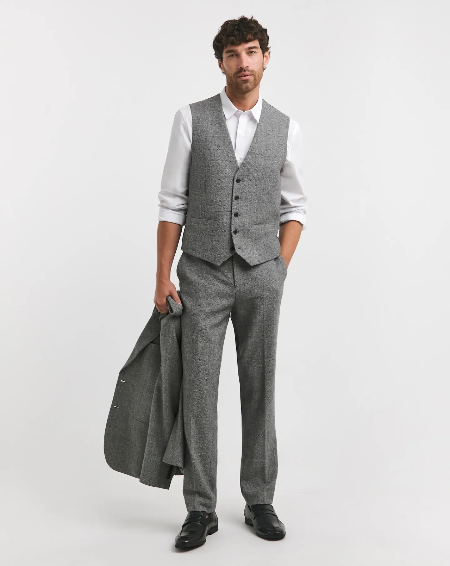 Jacamo Herringbone Tweed Reg Fit Waistcoat