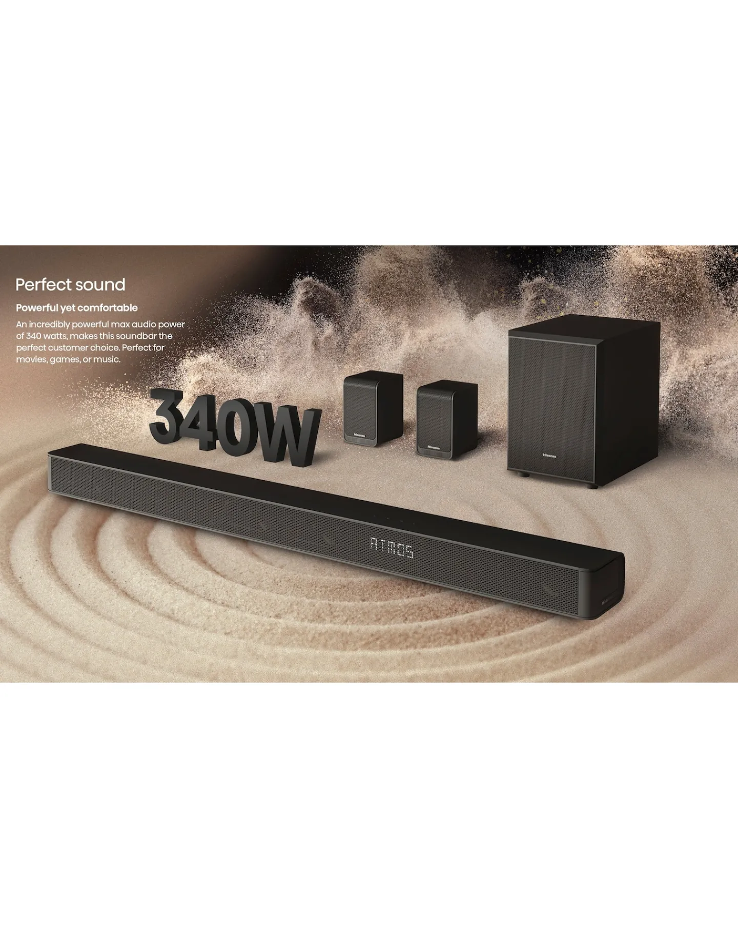 Hisense AX5100G 5.1ch 340W Soundbar with Wireless Subwoofer
