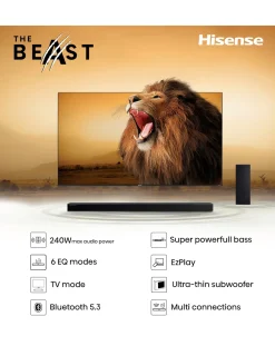 Hisense HS2100 2.1ch 240W Soundbar with DTS Virtual X and Wireless Subwoofer