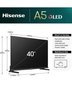Hisense 40in 40A5NQTUK Smart Full HD HDR QLED Freeview TV