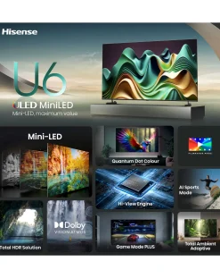 Hisense 55in 55U6NQTUK Smart 4K UHD HDR Mini-LED TV with Amazon Alexa