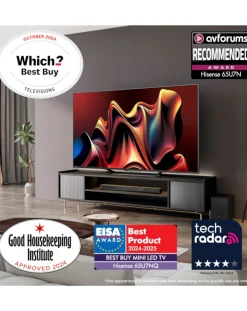 Hisense 55in 55U7NQTUK Smart 4K UHD HDR Mini-LED TV with Amazon Alexa