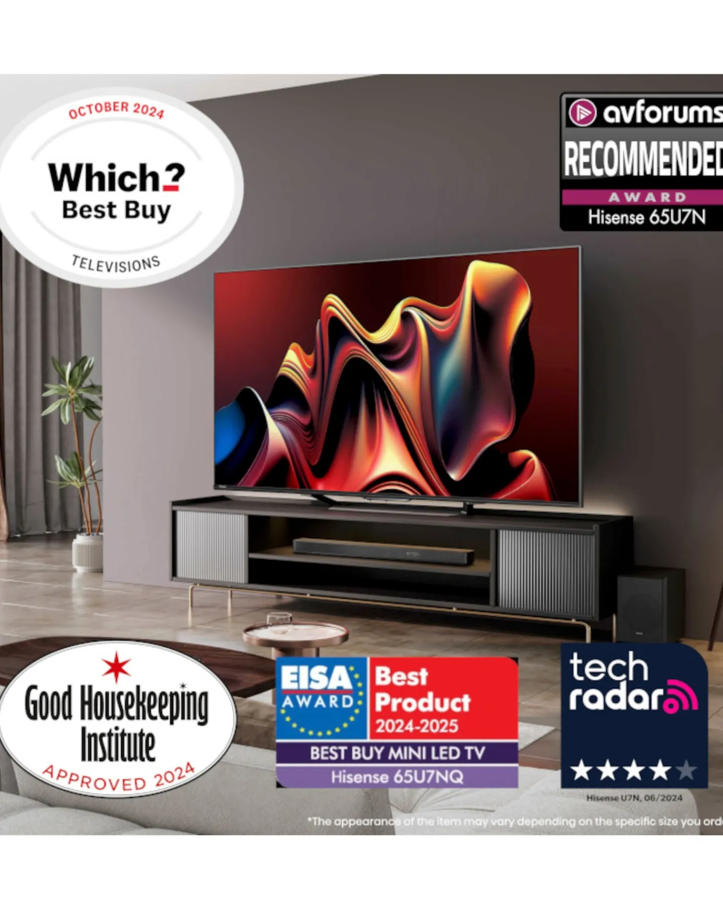 Hisense 55in 55U7NQTUK Smart 4K UHD HDR Mini-LED TV with Amazon Alexa
