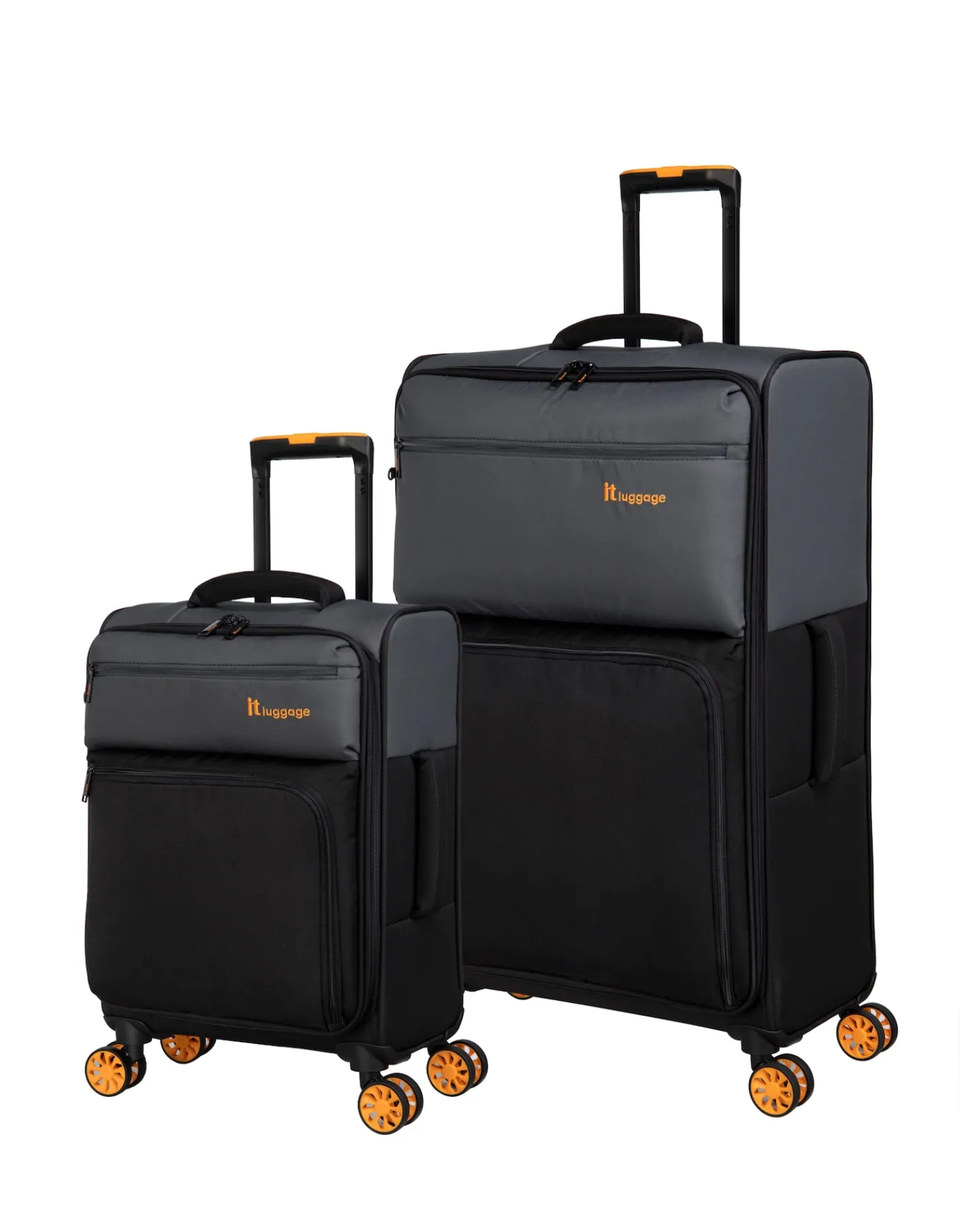 IT Luggage Duo-Tone Pewter & Black Suitcase Range