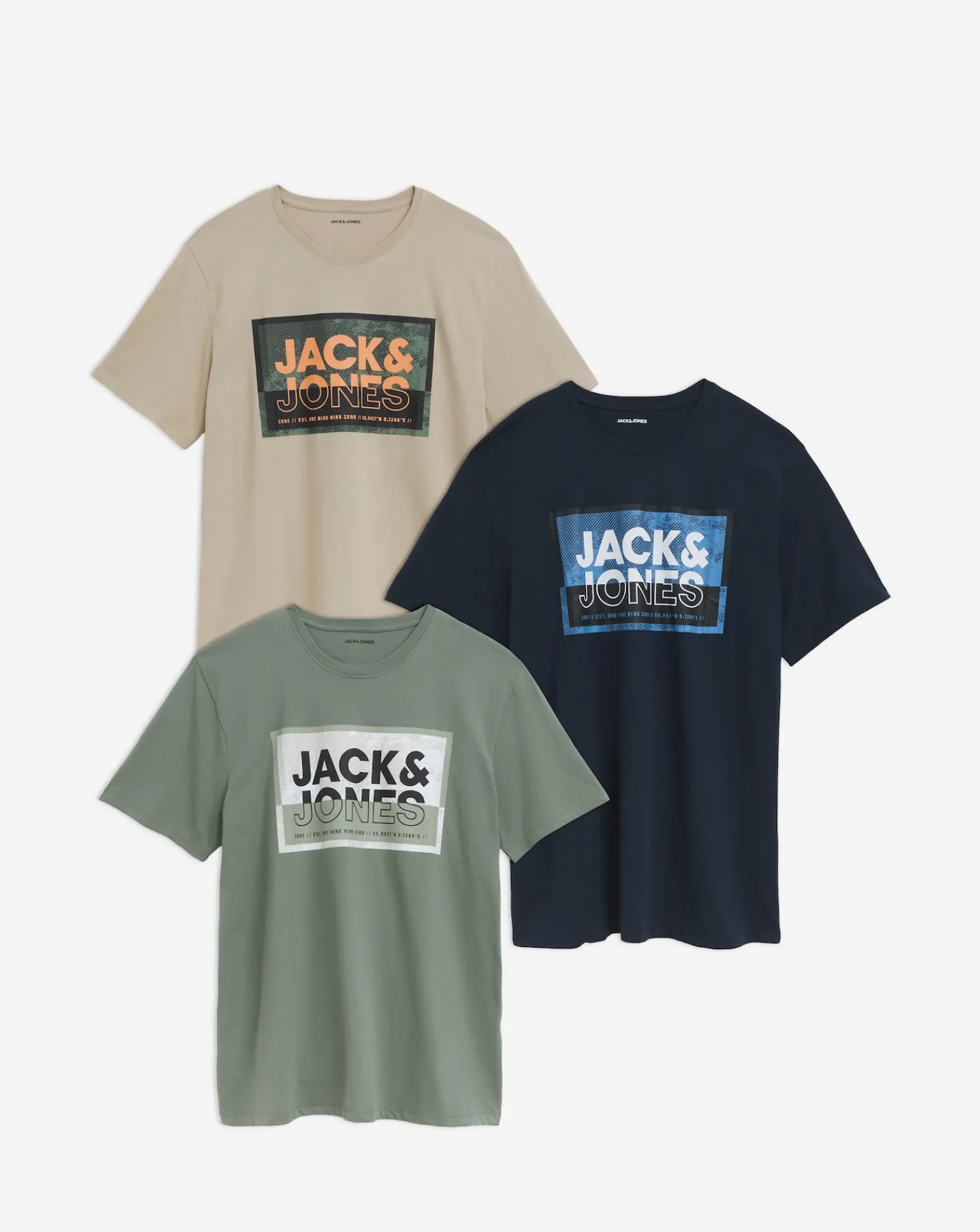 JACK & JONES Jack & Jones Logan 3 Pack Crew Neck T-Shirt