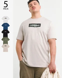 JACK & JONES Jack & Jones Print Crew Neck 5 Pack T-Shirts