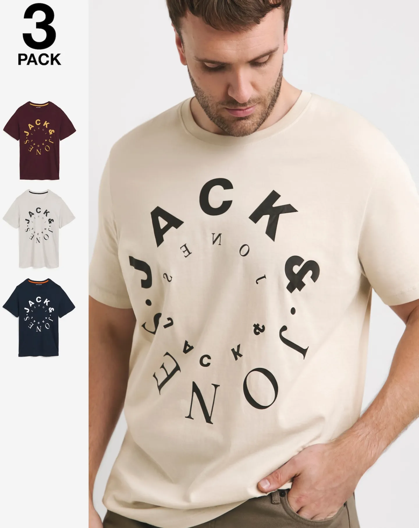 JACK & JONES Jack & Jones Warrior 3 Pack Crew Neck T-Shirt