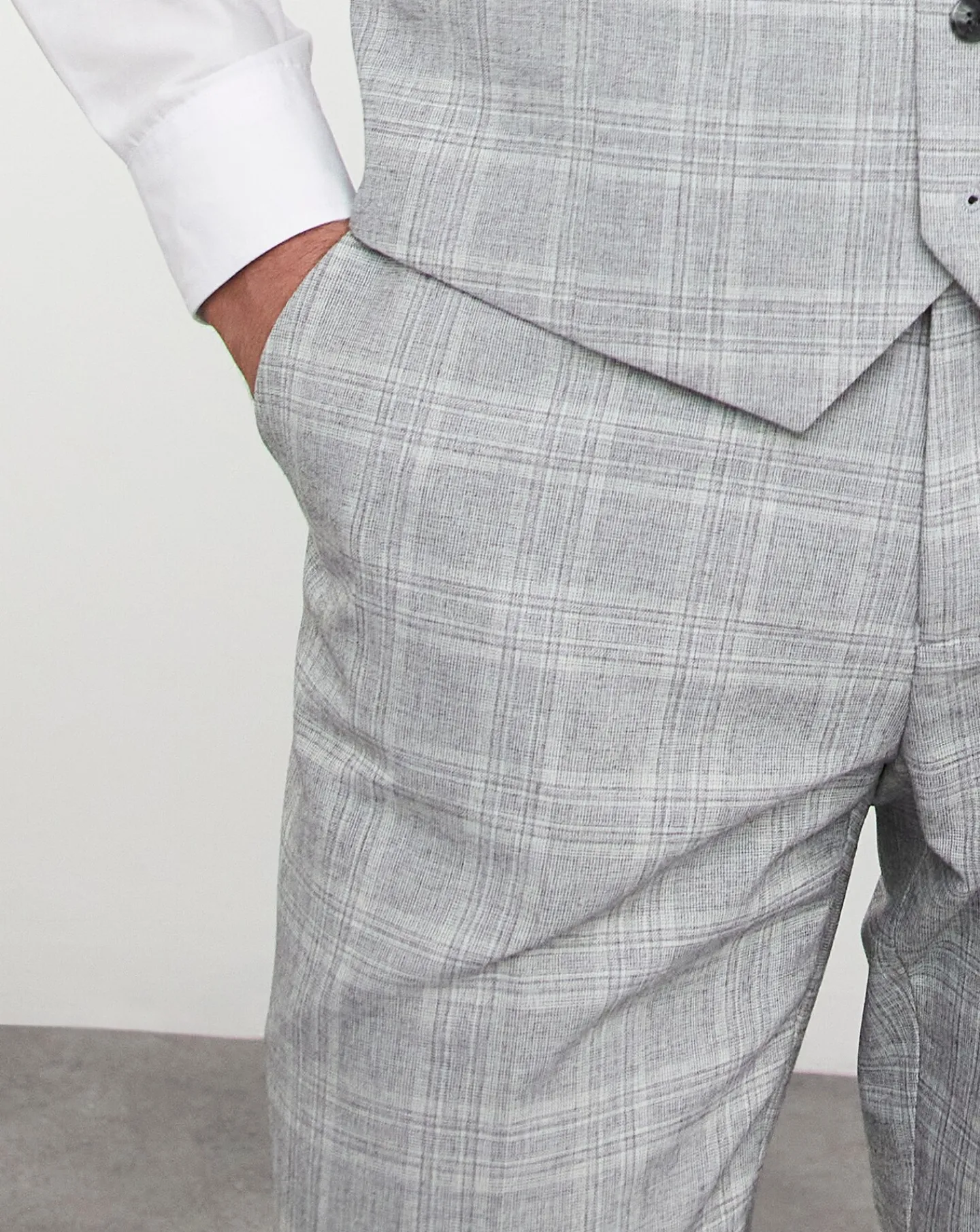Elf|Jacamo Jasper Light Grey Check Suit Trouser