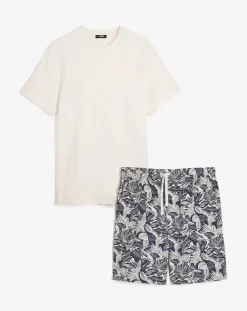 Jacamo Jersey Tee and Woven Shorts Leaf Pyjama Set