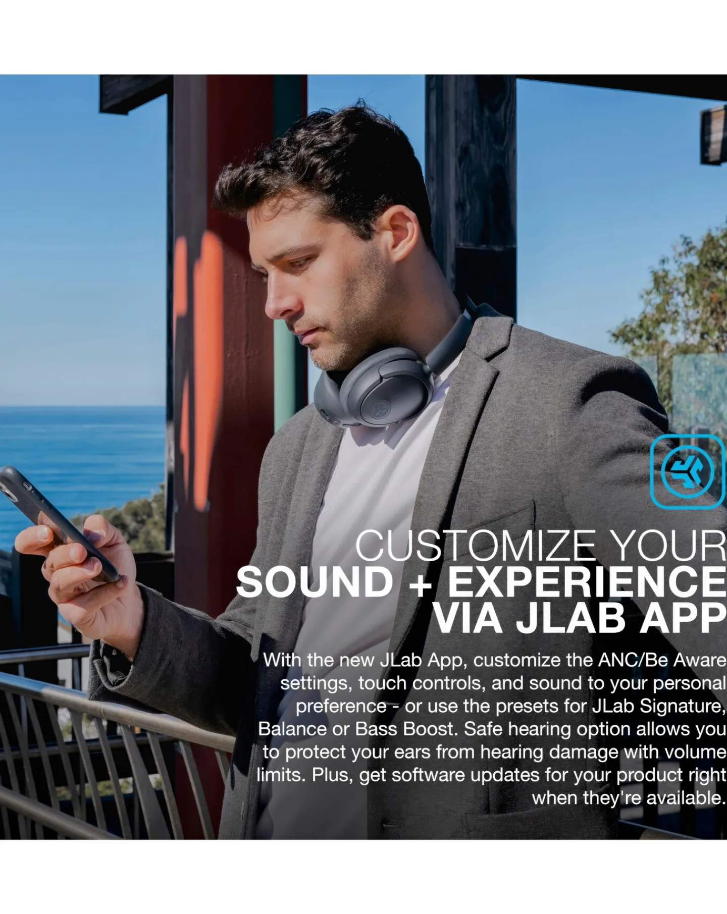 Jlab JBuds Lux Active Noise Cancelling Over-Ear Headphones - Graphite