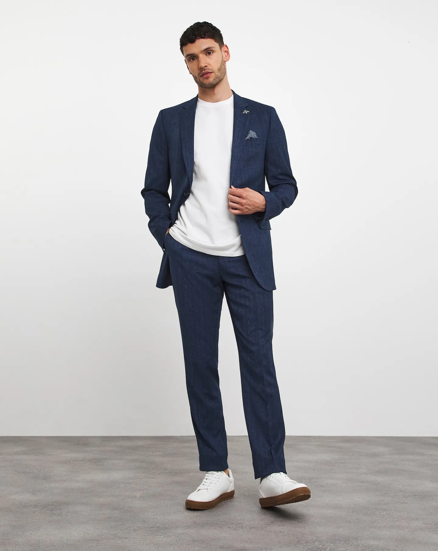 Elf|Jacamo Jonny Navy Check Suit Trouser
