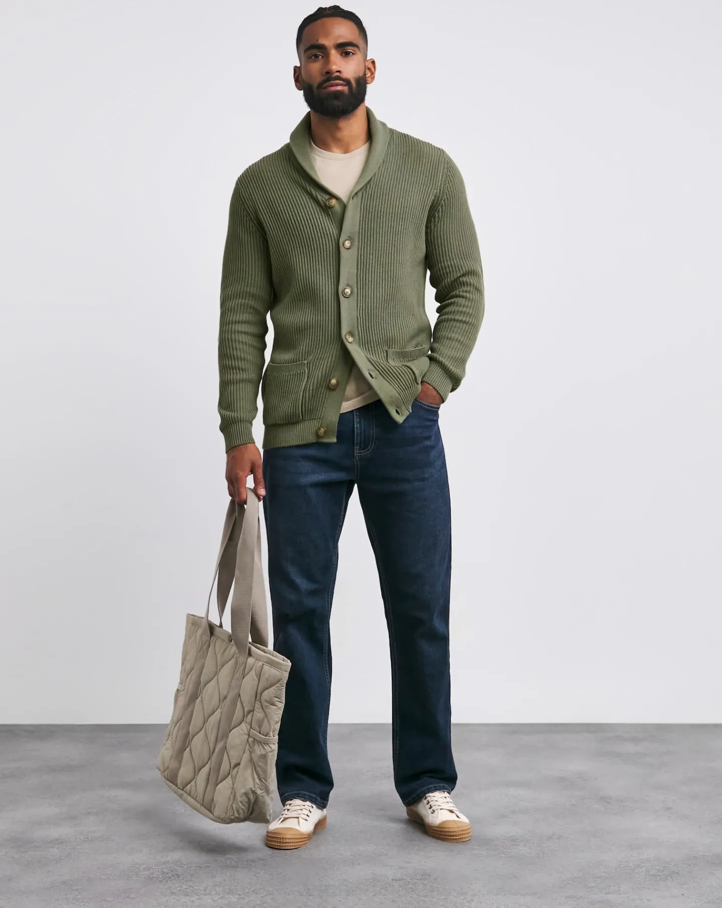 Jacamo Fisherman Shawl Neck Cardigan