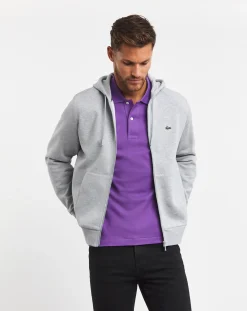 Lacoste Grey Classic Zip Through Hoodie