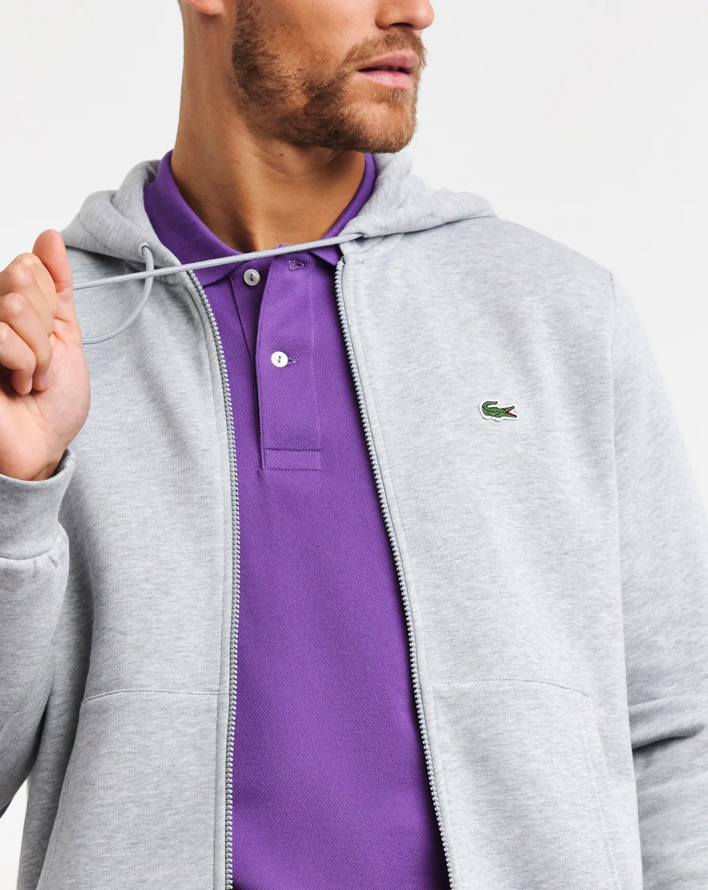 Lacoste Grey Classic Zip Through Hoodie