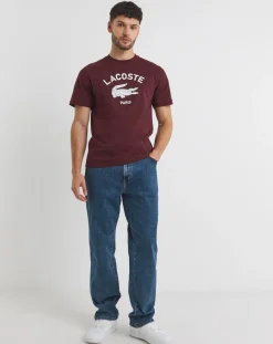 Lacoste Short Sleeve Dark Red Large Logo T-Shirt