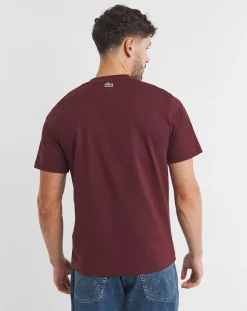Lacoste Short Sleeve Dark Red Large Logo T-Shirt