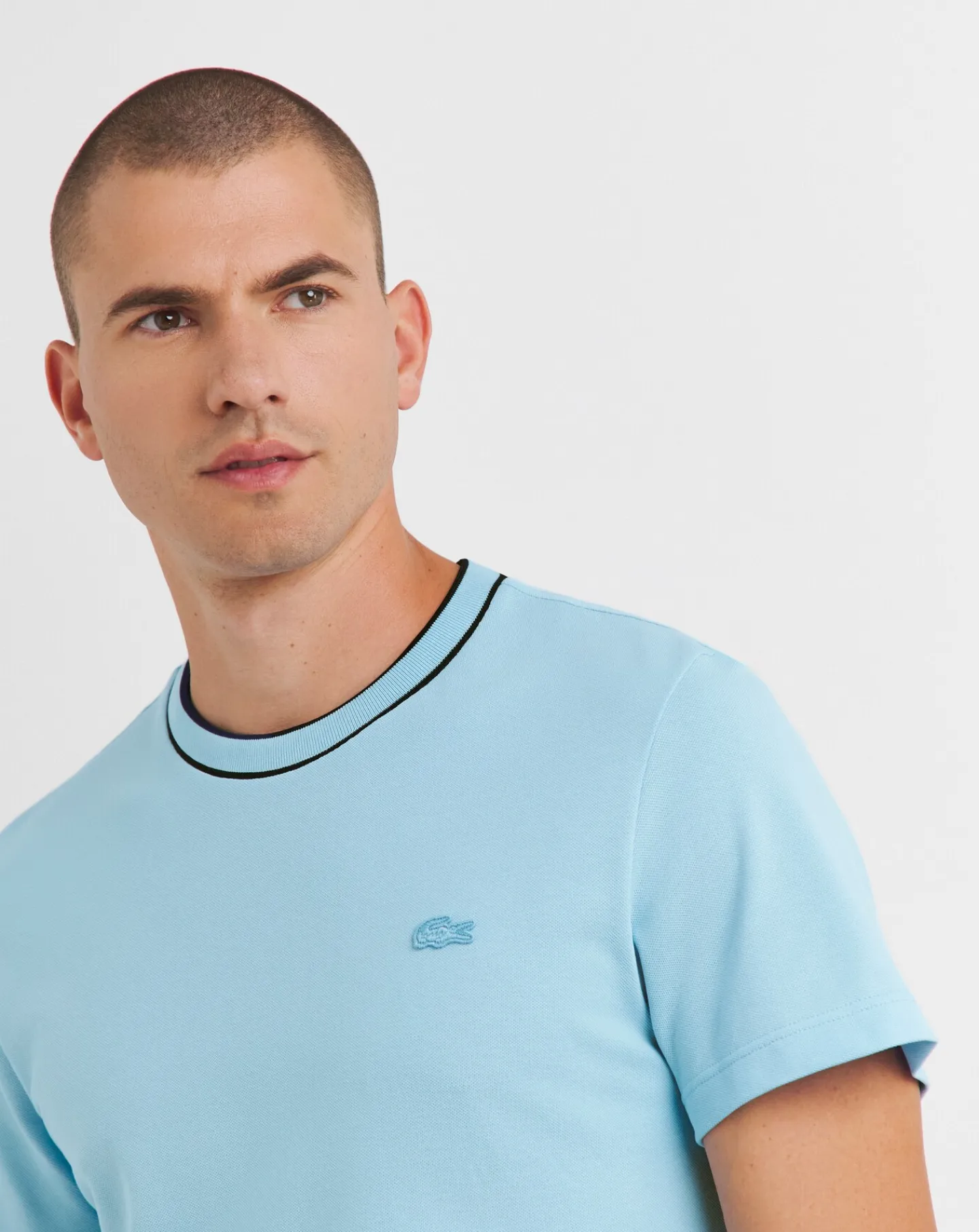 Lacoste Short Sleeve Pale Blue Contrast Piping T-Shirt
