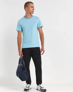 Lacoste Short Sleeve Pale Blue Contrast Piping T-Shirt
