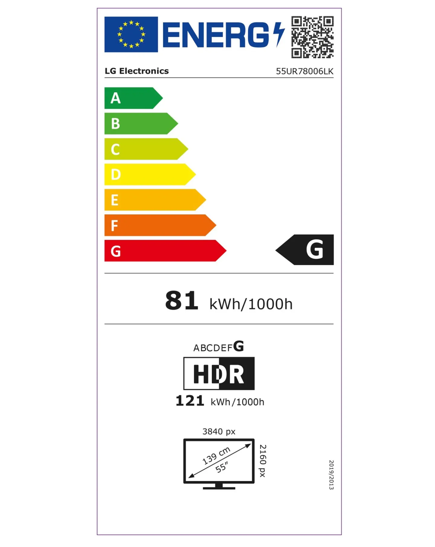 LG 55UR78006LK 55in LED 4K UHD HDR ThinQ Smart Freeview TV