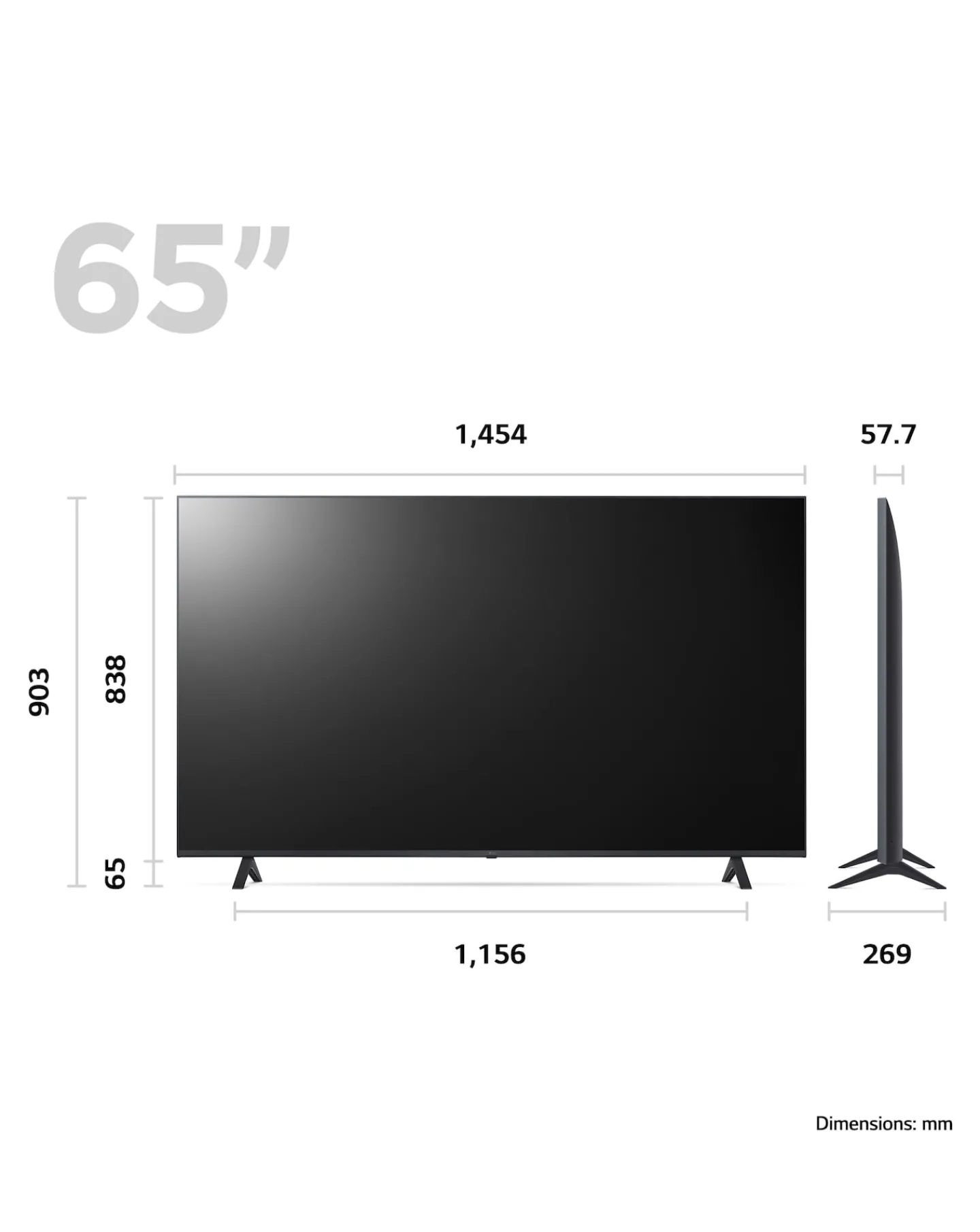 LG 65UT80006LK 65in LED 4K UHD HDR ThinQ Smart TV