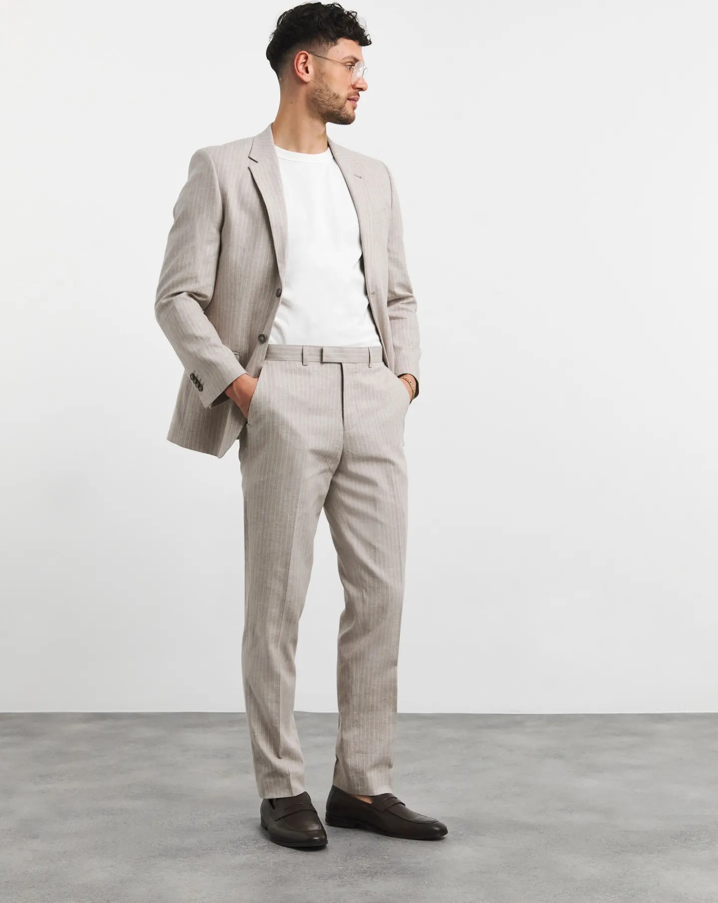 Jacamo Linen Blend Pinstripe Suit Trouser