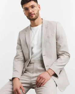 Jacamo Linen Blend Pinstripe Suit Blazer