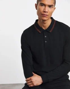 Jacamo Long Sleeve Tipped Polo Long