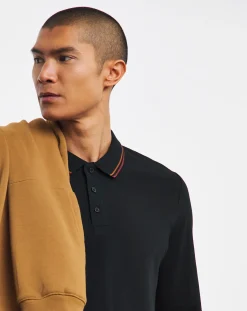 Jacamo Long Sleeve Tipped Polo Long
