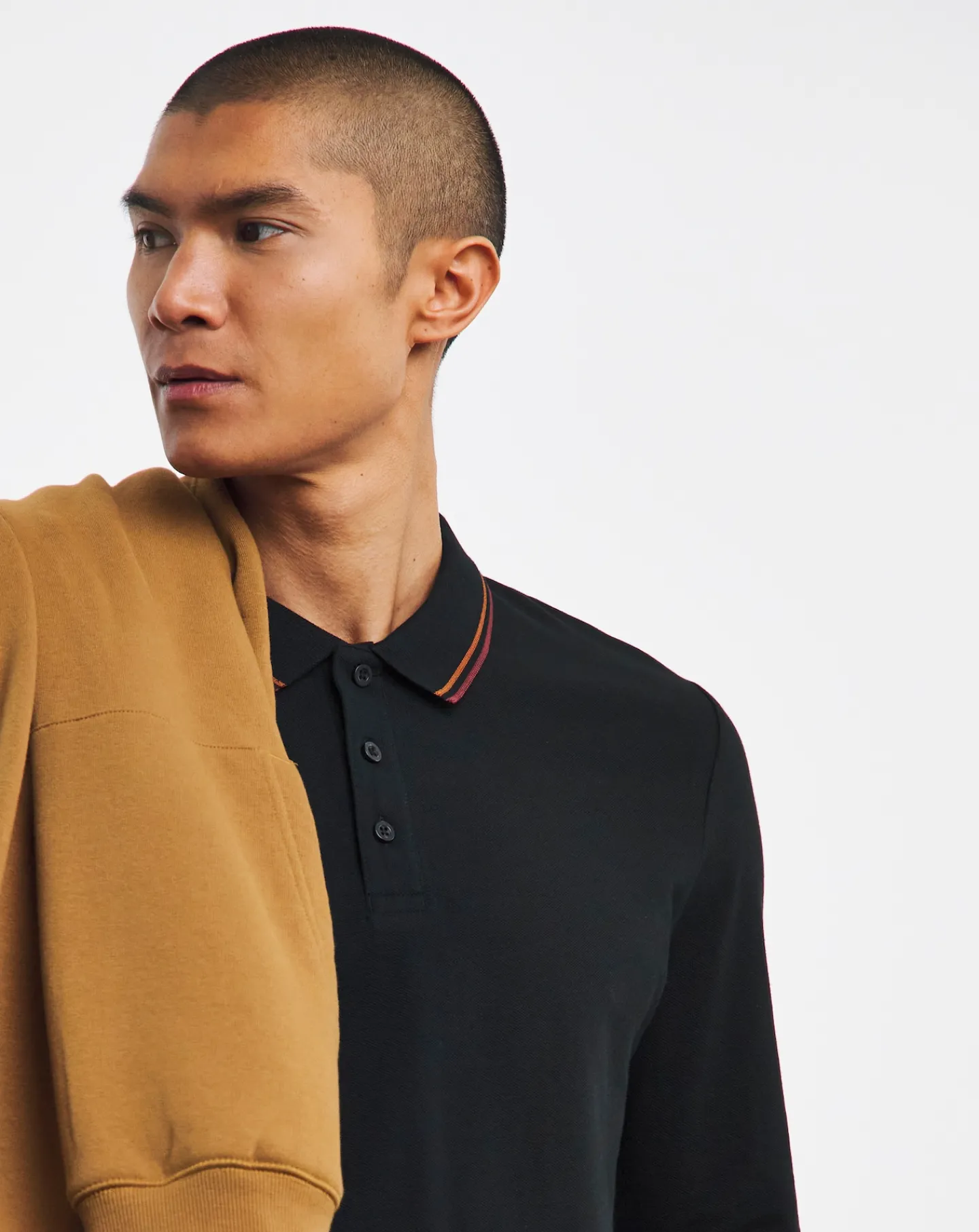 Jacamo Long Sleeve Tipped Polo Long