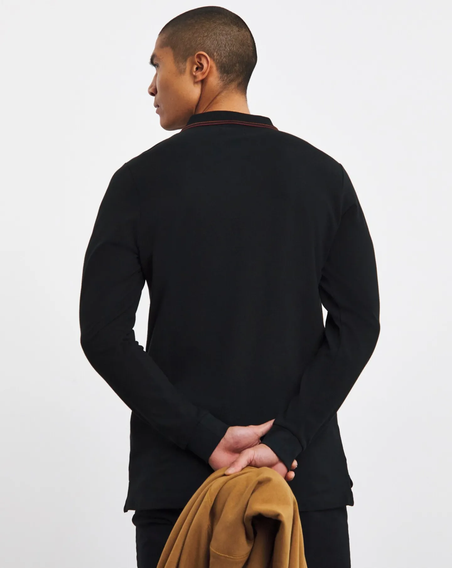 Jacamo Long Sleeve Tipped Polo Long