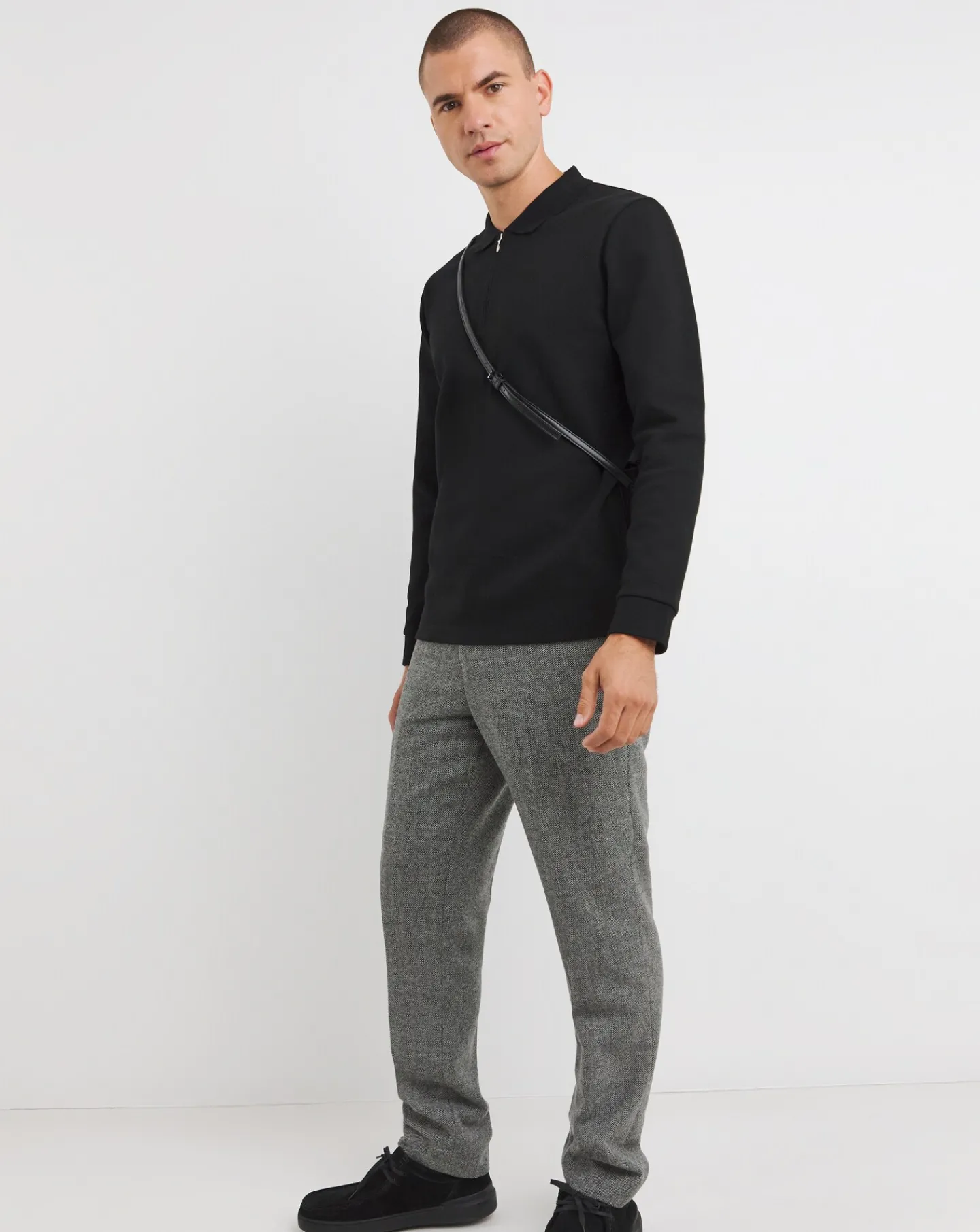 Jacamo Longsleeve Textured Jersey Polo