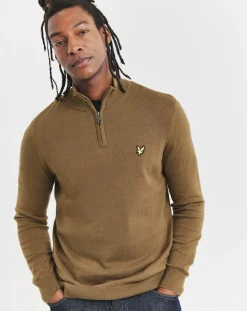 Lyle & Scott Lyle & Scott Brown Cotton Merino 1/4 Zip Jumper