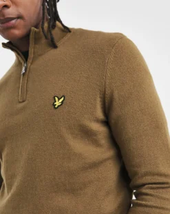 Lyle & Scott Lyle & Scott Brown Cotton Merino 1/4 Zip Jumper