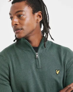 Lyle & Scott Lyle & Scott Deep Green Cotton Merino 1/4 Zip Jumper