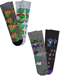 Licence Mens 4pk The Joker & Turtles Gift Socks