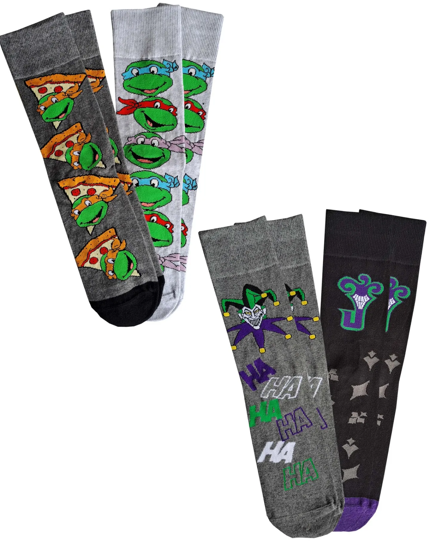 Licence Mens 4pk The Joker & Turtles Gift Socks