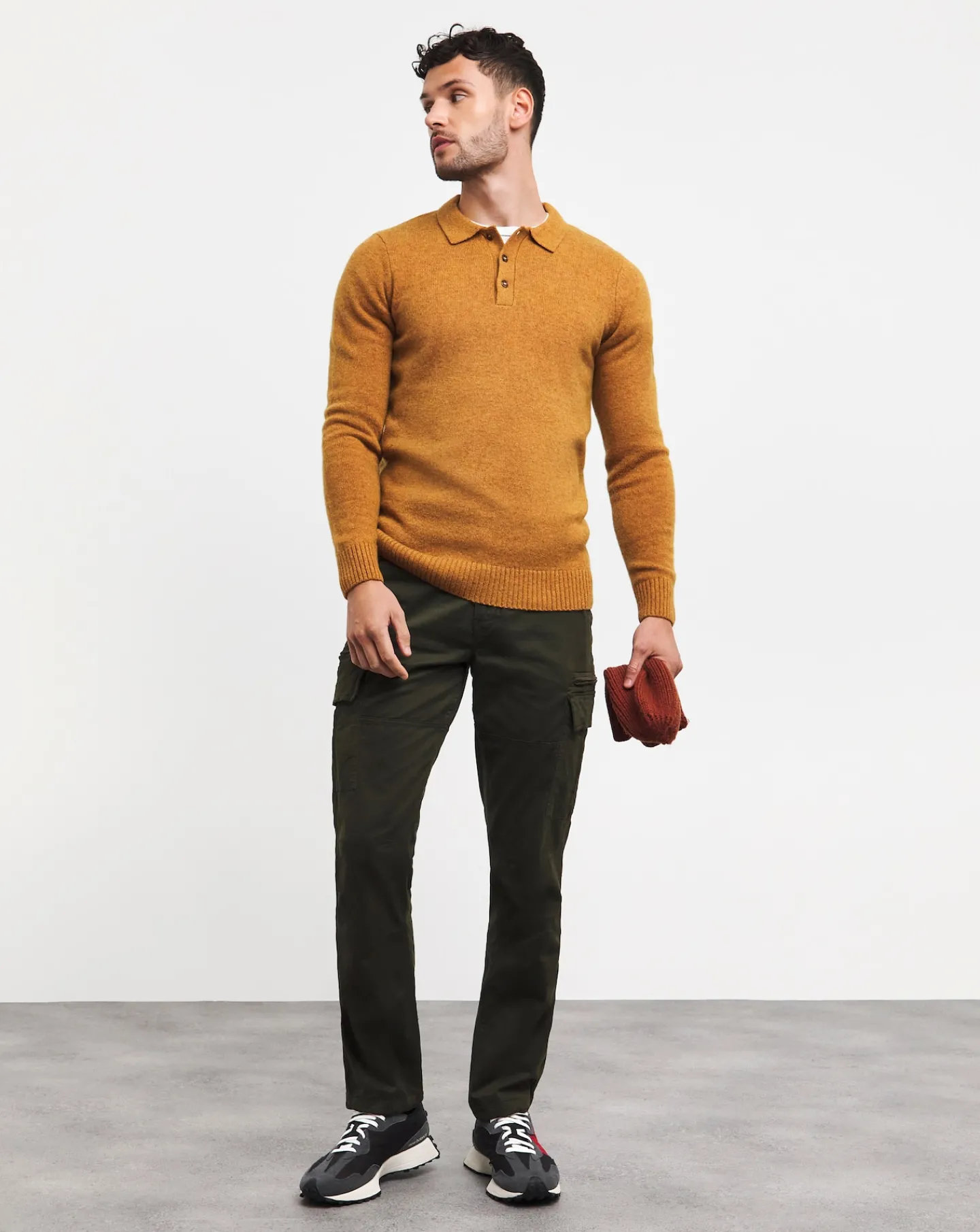 Jacamo Lambswool Long Sleeve Polo
