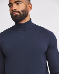 Jacamo Navy Cotton Roll Neck