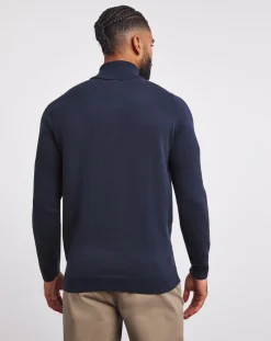 Jacamo Navy Cotton Roll Neck