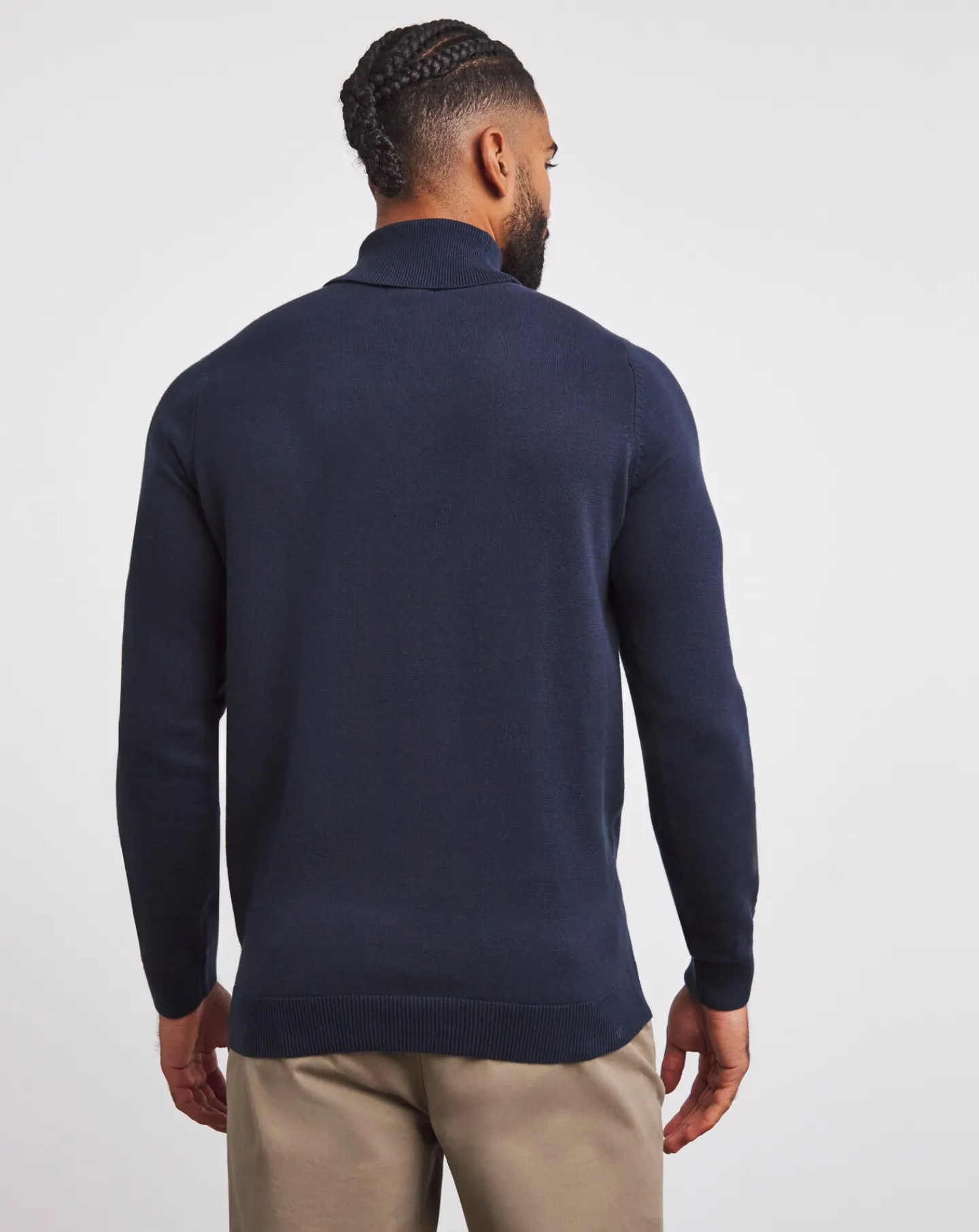 Jacamo Navy Cotton Roll Neck