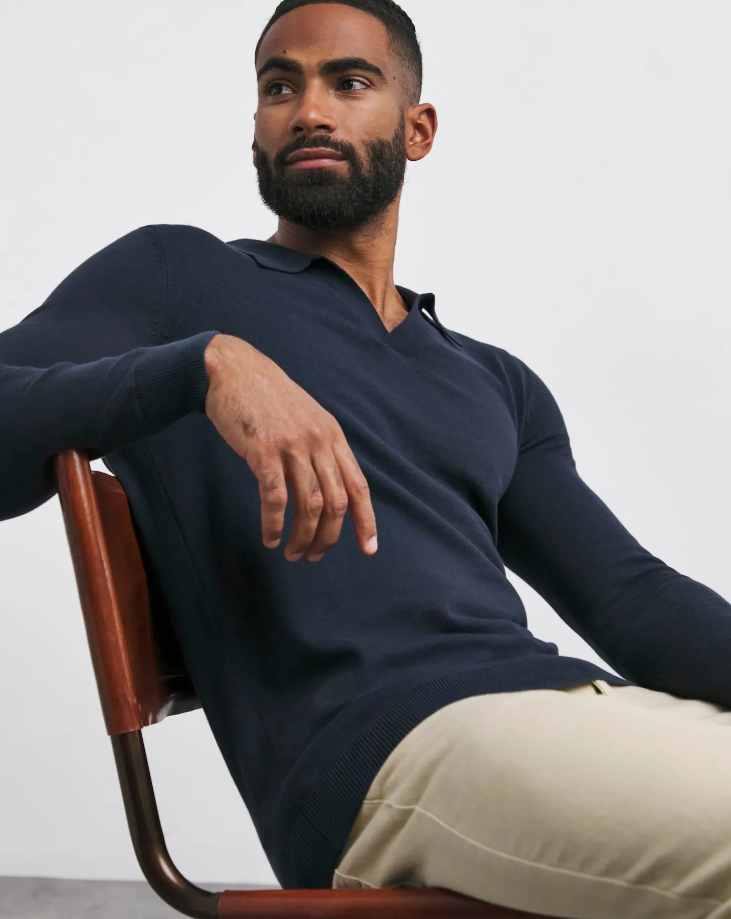 Jacamo Revere Collar Long Sleeve Polo