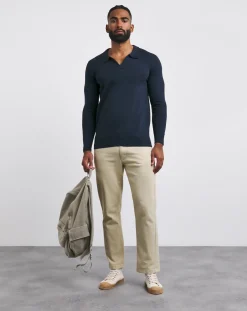 Jacamo Revere Collar Long Sleeve Polo