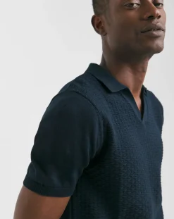 Jacamo Short Sleeve Textured Revere Knit Polo