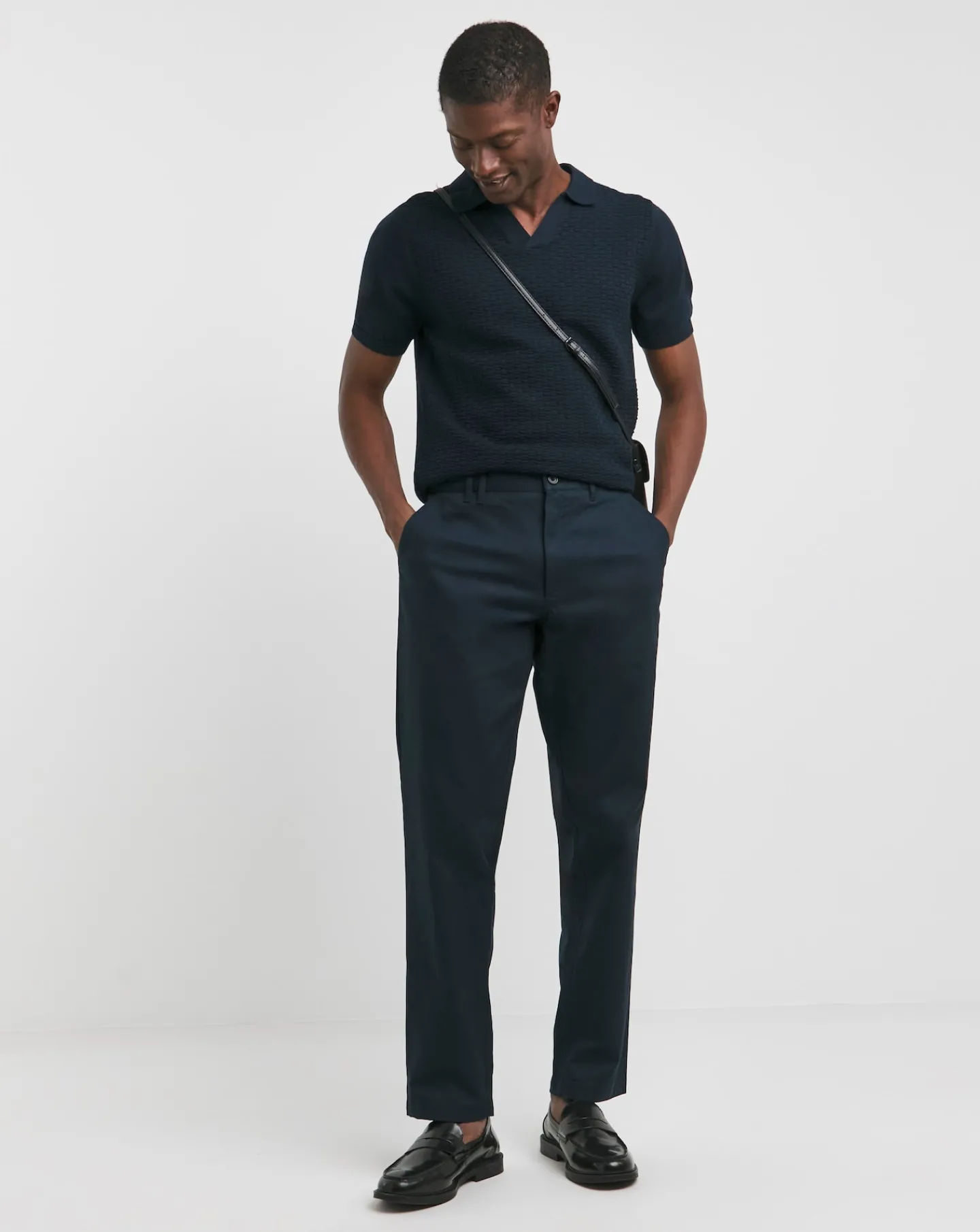 Jacamo Short Sleeve Textured Revere Knit Polo