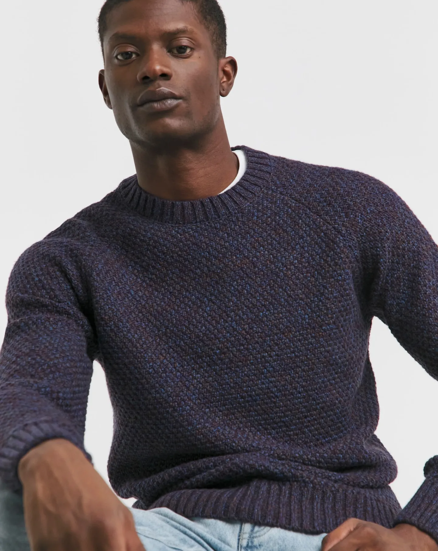 Jacamo Twist Wool Blend Crew Neck Jumper