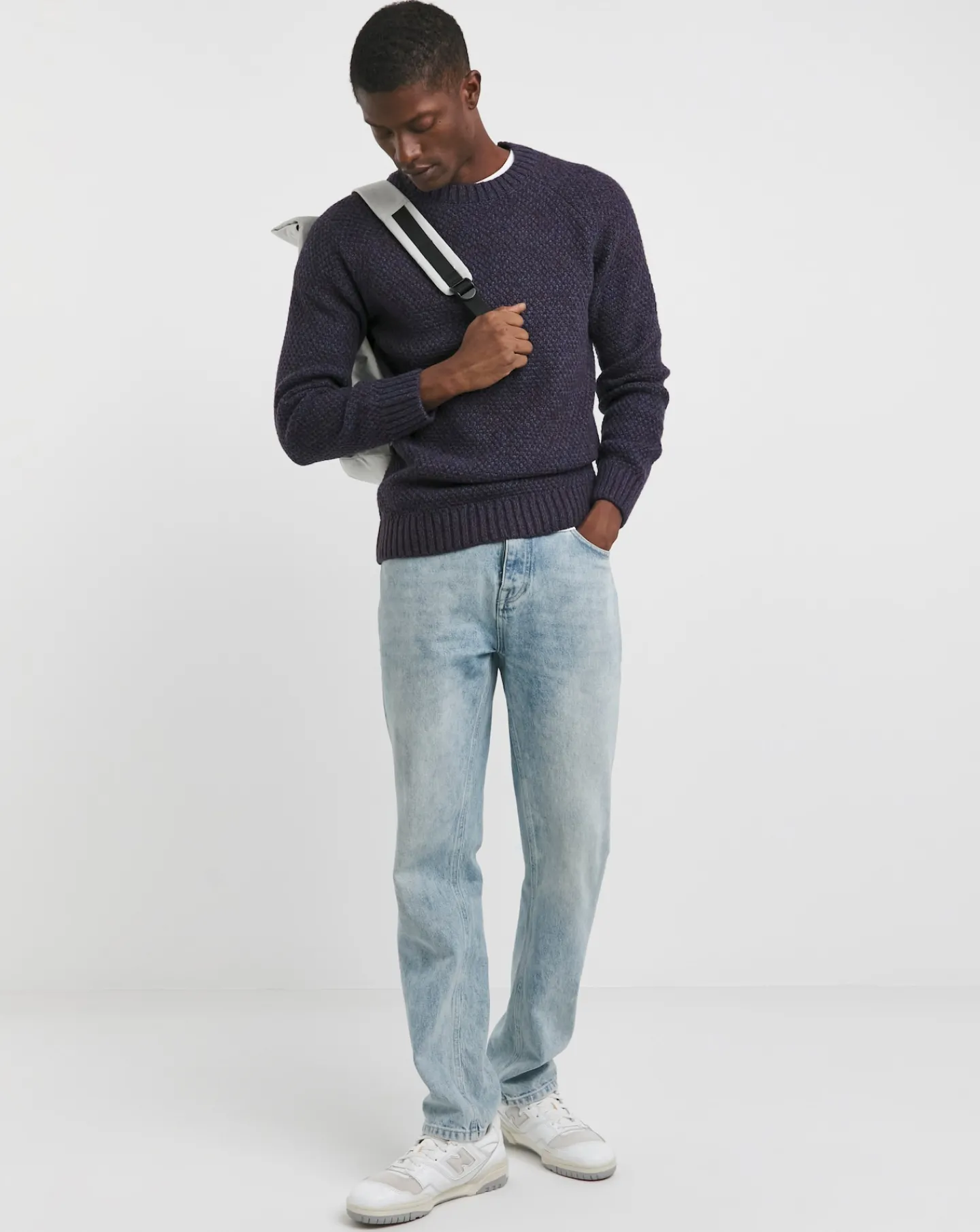 Jacamo Twist Wool Blend Crew Neck Jumper