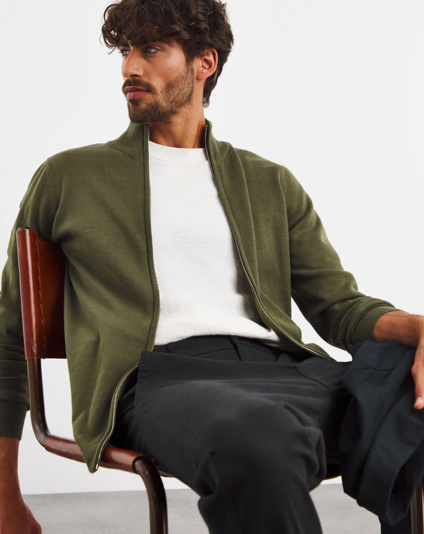 Jacamo Zip Through Funnel Neck Cardigan