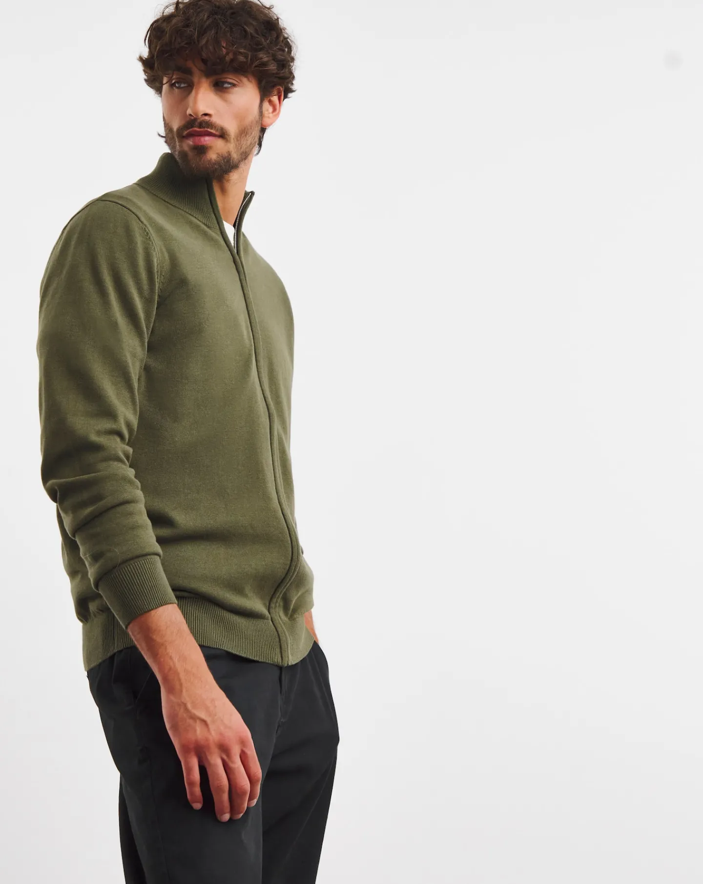 Jacamo Zip Through Funnel Neck Cardigan